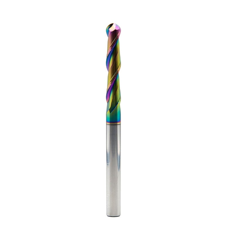 JIANXING 5/16" Extra Long DLC Coated 2-Flute Carbide Ball Nose End Mill, Ideal for Aluminum, Copper Alloys, and Plastic Machining – High Precision & Wear-Resistant Cutting Tool (1 Pieces) - Image 1